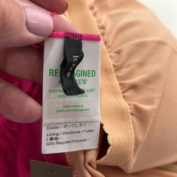 J. Crew Fuchsia Pink ruched one piece swimsuit spaghetti straps size 22 NWT - Picture 12 of 14